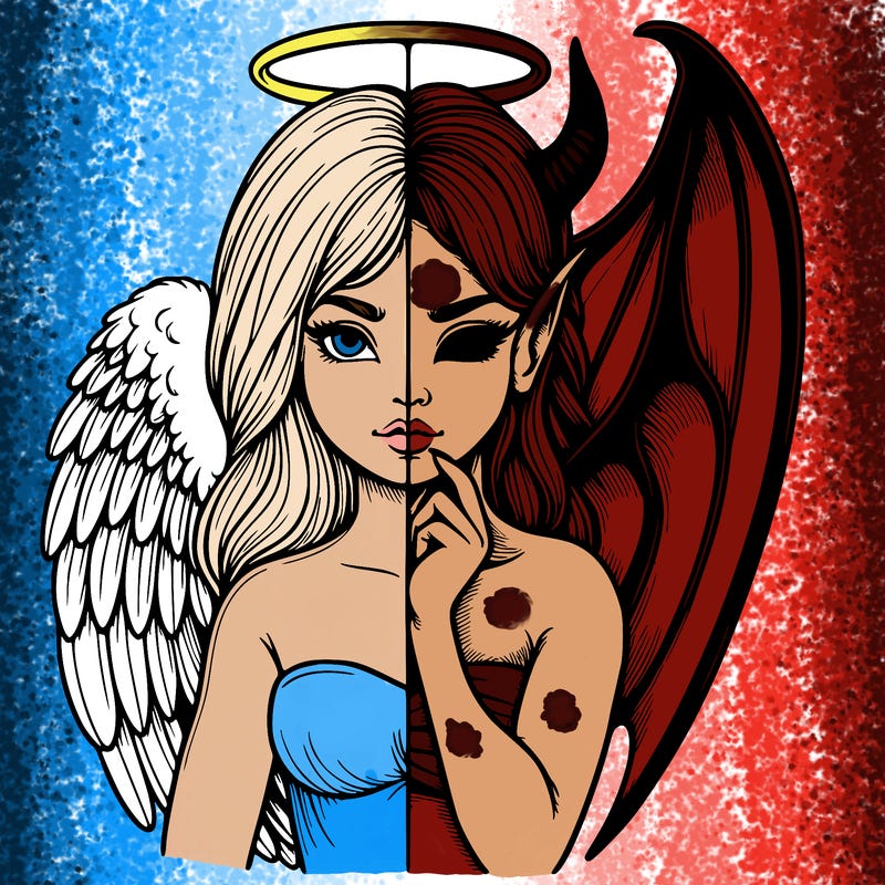 realistic angel half demon