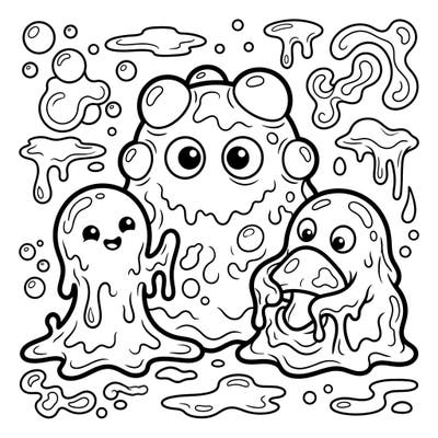 Dive into a world of charming goo with this unique slime monster coloring page, thoughtfully designed with large, clear lines perfect for seniors. Unleash your creativity and enjoy the calming benefits of coloring these delightful, squishy creatures.