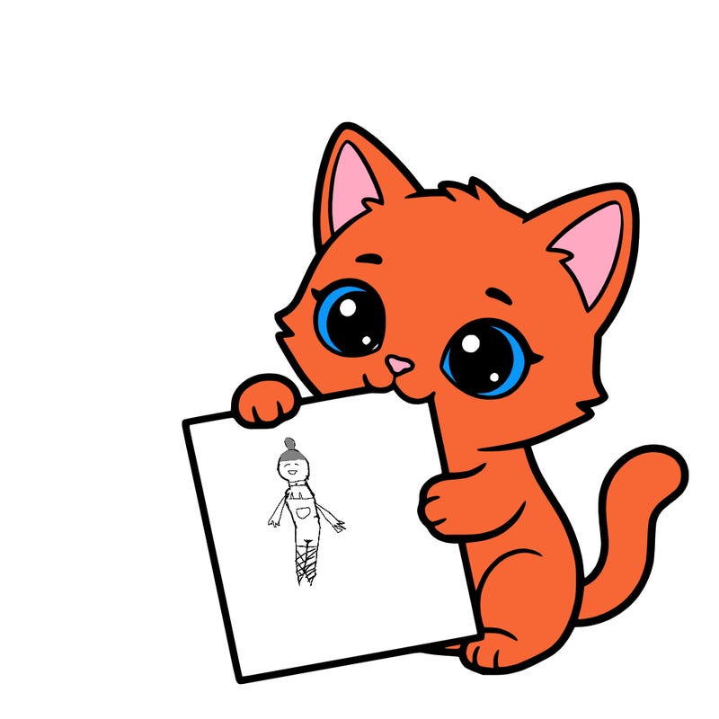 a small cat with a blank sheet of paper in its hand. the cat is sooooooo cute!