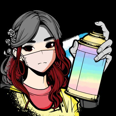 realistic girl spraypainting