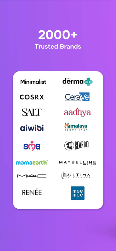 Logotipos de más de 2000 marcas confiables de salud, bebé y belleza disponibles en la aplicación Jeevee.