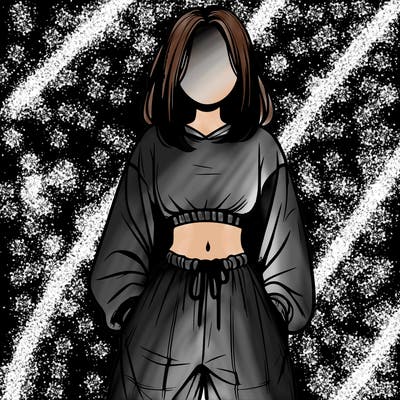 realistic girl faceless with baggy pants and a crop top