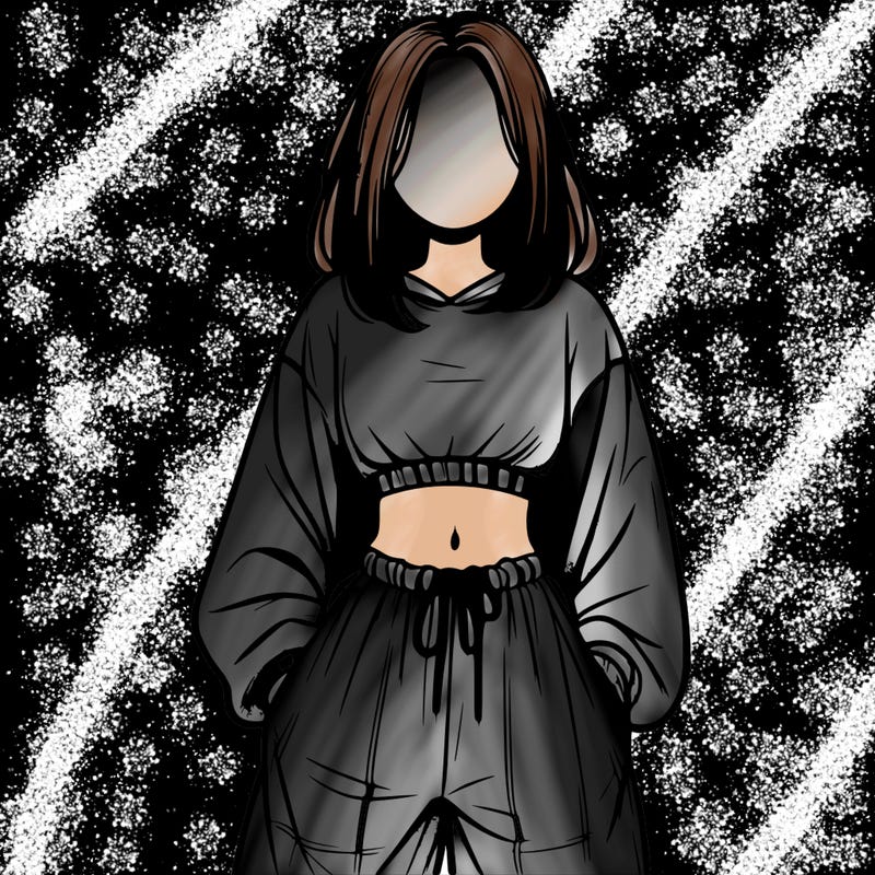 realistic girl faceless with baggy pants and a crop top