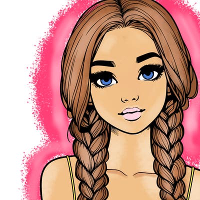 realistic girl with braids