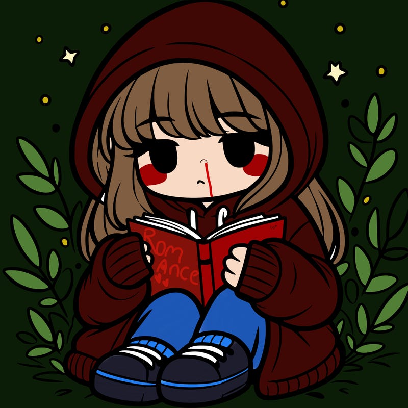 girl in oversized hoodie reading a book