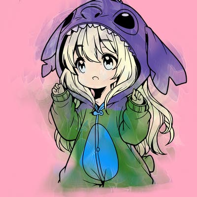 anime girl in a stitch onsie