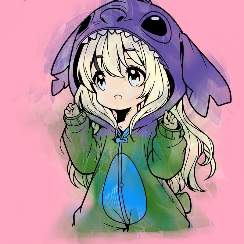 anime girl in a stitch onsie