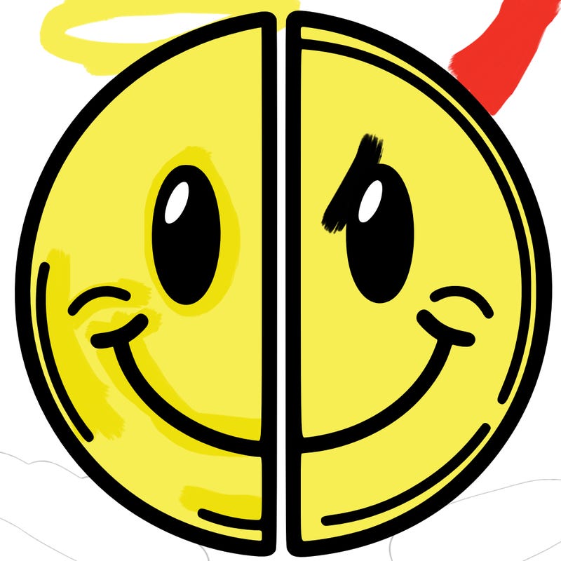 smiley face cut in half