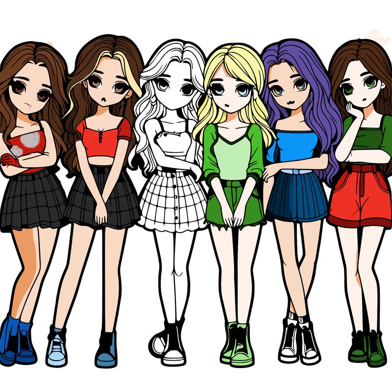 a group of girls realistic