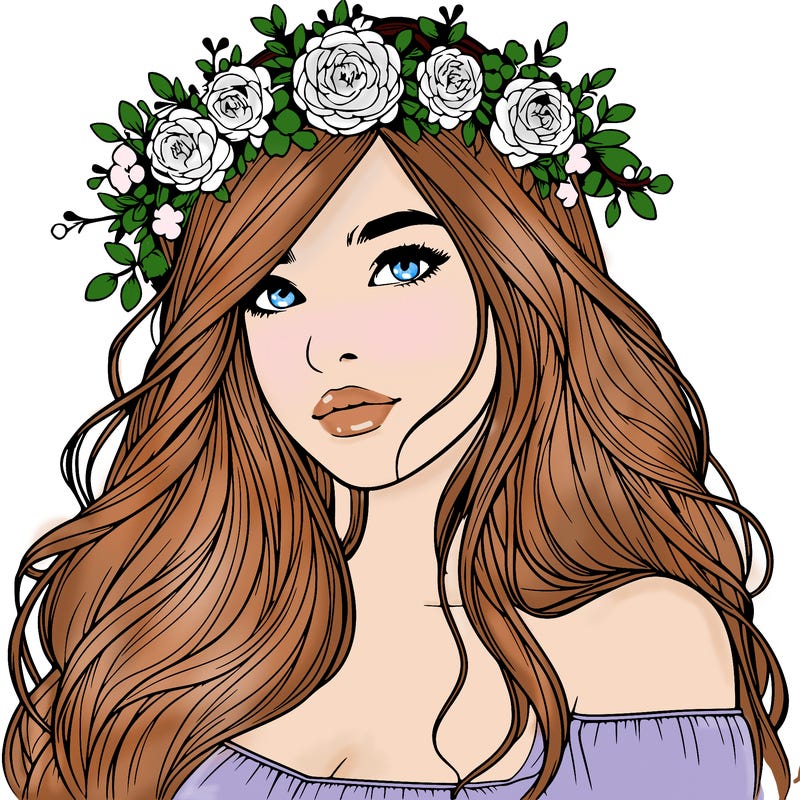 realistic girl with flower crown