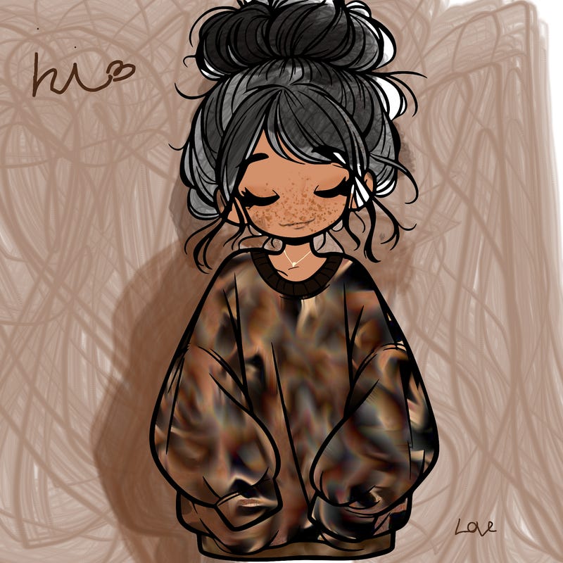 girl with baggy sweatshirt and messy bun