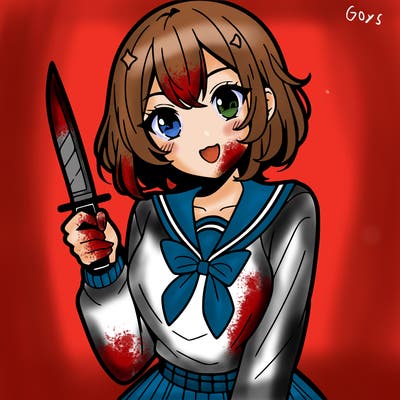 anime girl with a knife