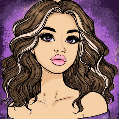 realistic girl with wavy hair and lips