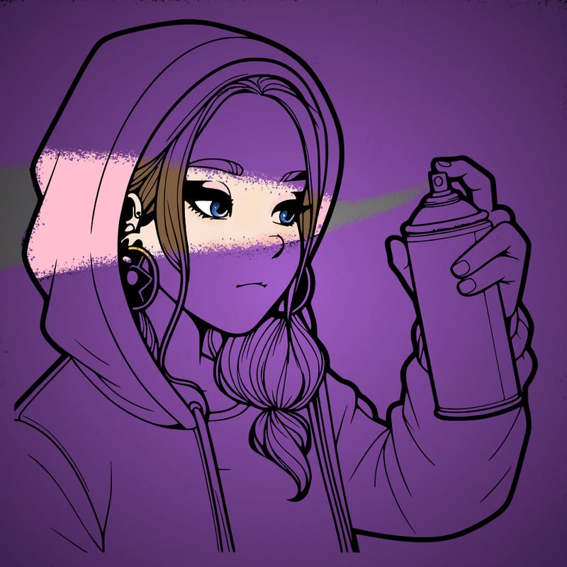 a realistic girl, spray painting