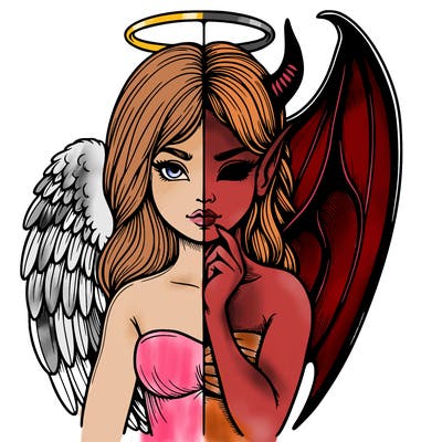 realistic angel half demon