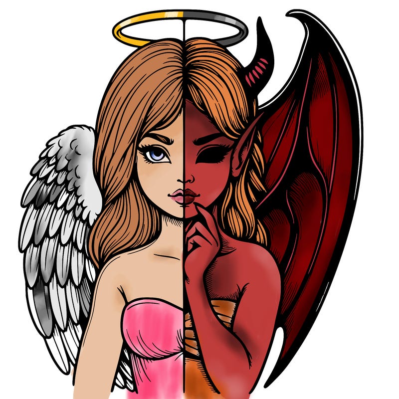 realistic angel half demon