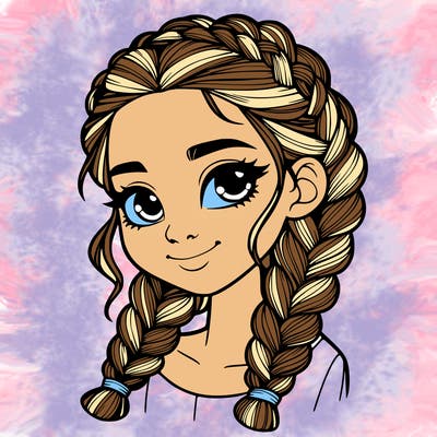 girl with braids realistic