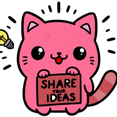 a cute cat saying share your ideas