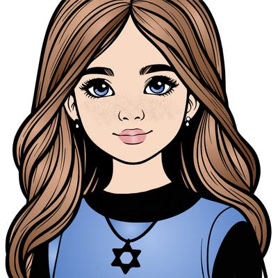 realistic girl wearing a magen david necklace