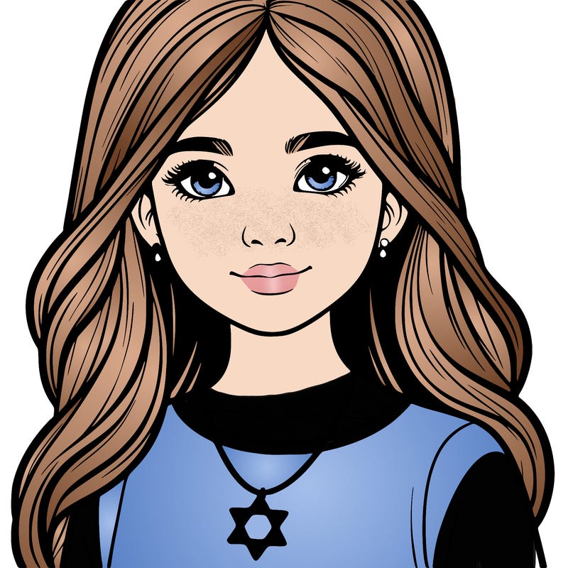 realistic girl wearing a magen david necklace