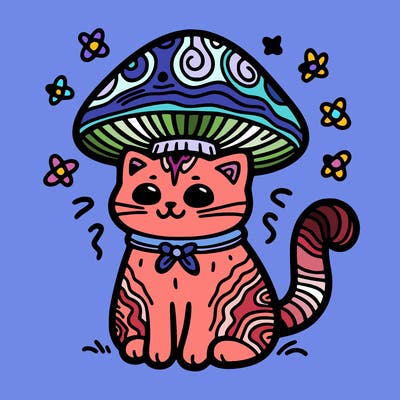 trippy mushroom cat