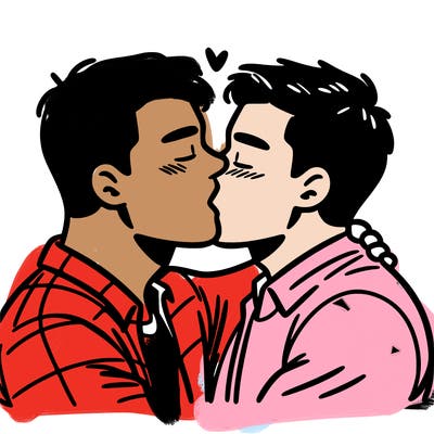 two men kissing