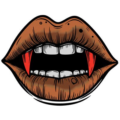 lips with vampire teeth
