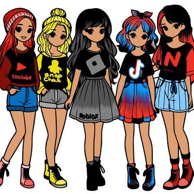 a group of five girls