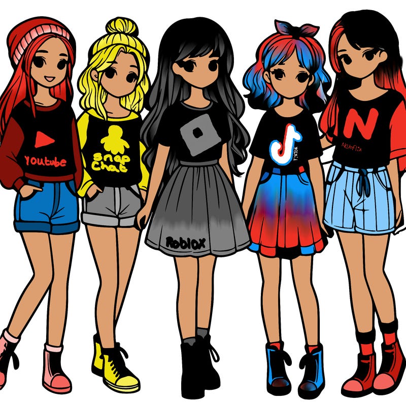 a group of five girls