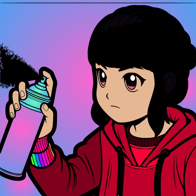 realistic girl spray painting￼