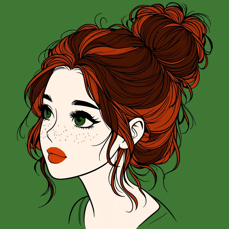 beautiful realistic girl with a messy bun
