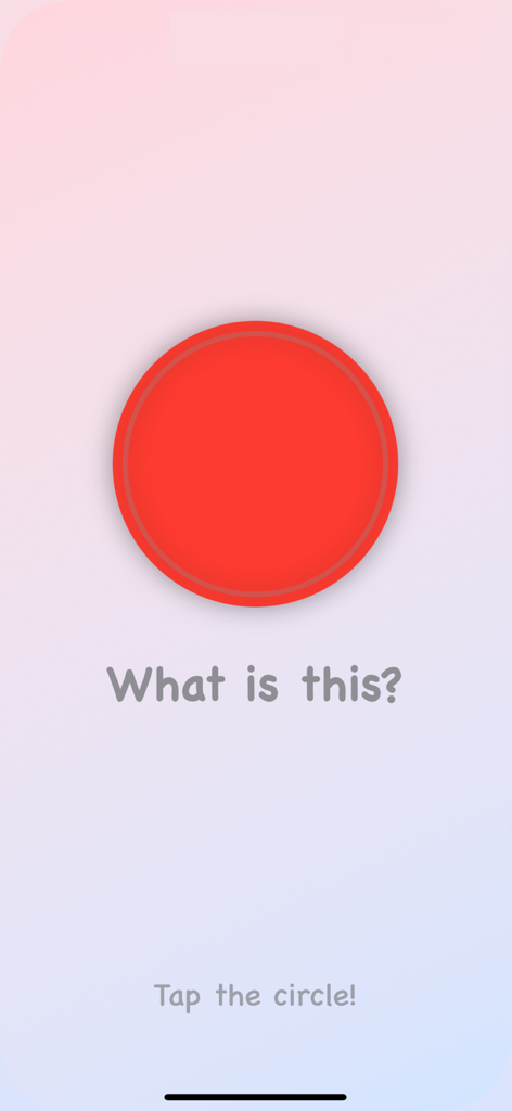 Red circle on a toddler learning app screen with a tap prompt