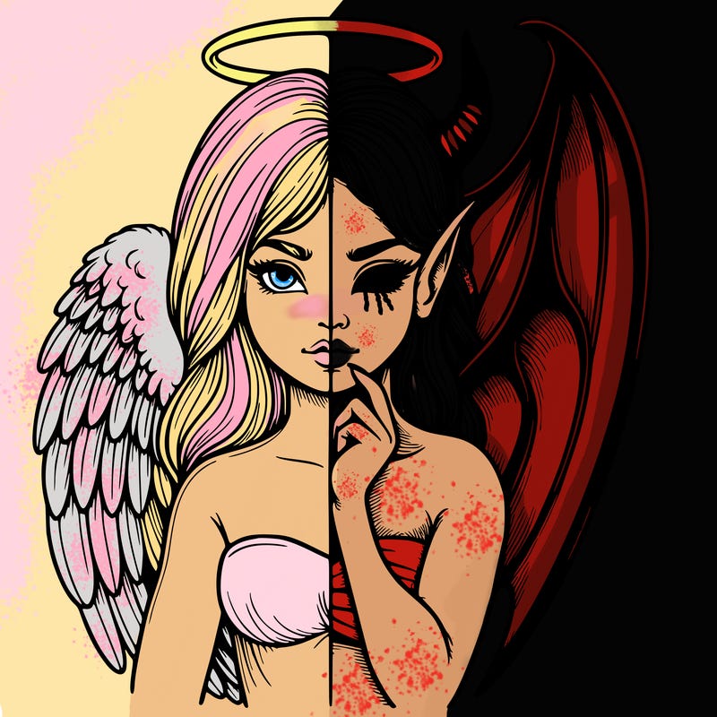 realistic angel half demon