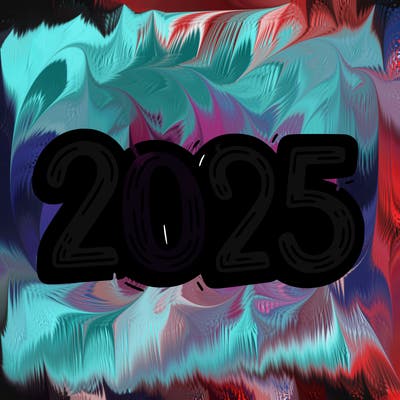 one line scrawled numbers sketch design “2025”