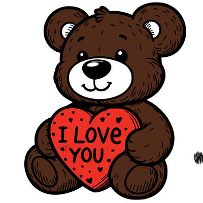 teddy bear holding an i love you heart