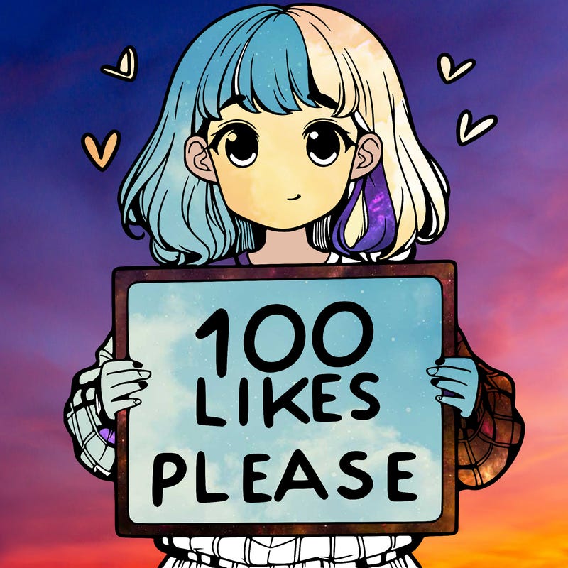 a girl holding a sign saying 100 likes please