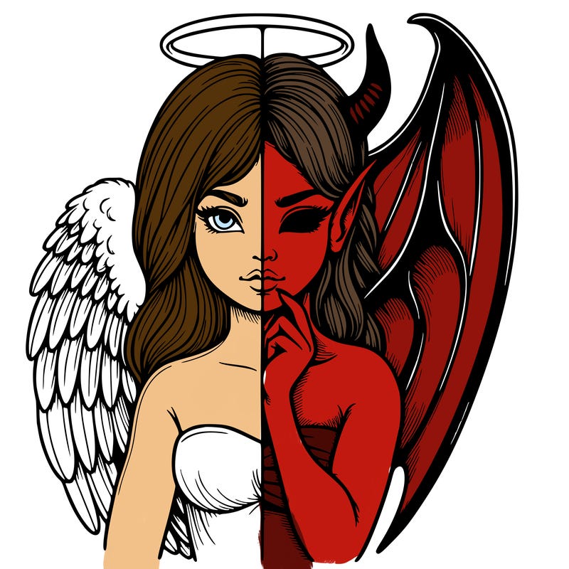 realistic angel half demon