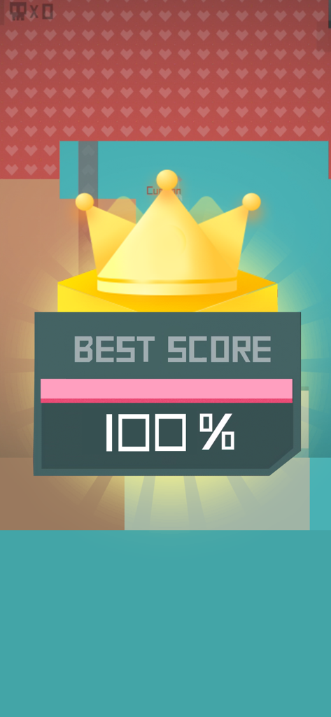 Paper.io victory screen displaying a best score of 100 percent and a golden crown