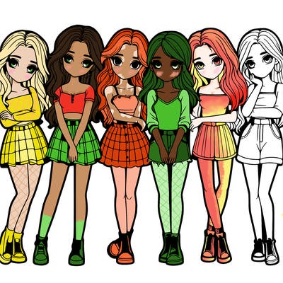 a group of girls realistic