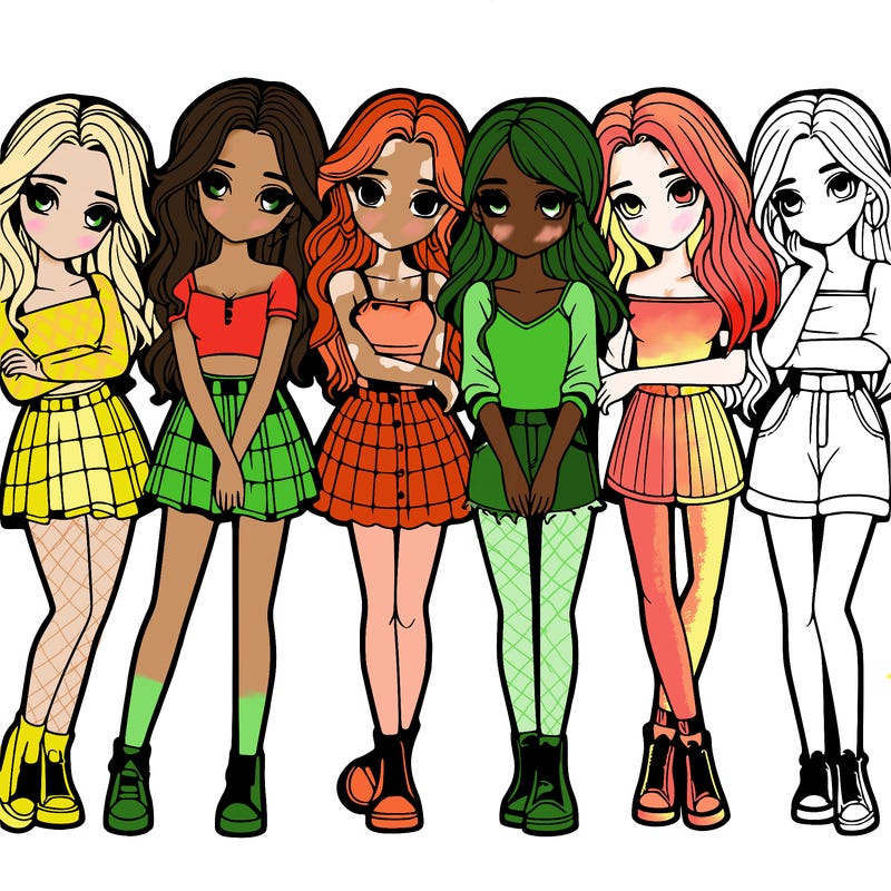 a group of girls realistic