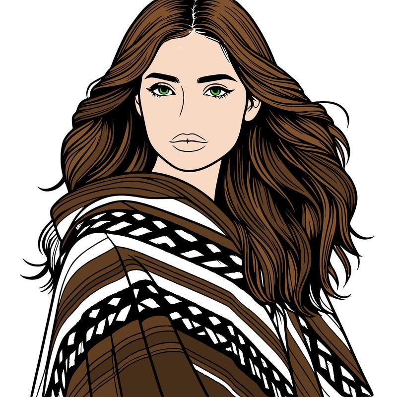 a woman with a poncho realistic