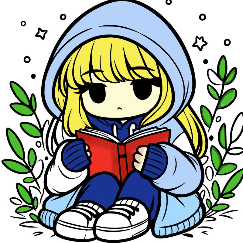 girl in oversized hoodie reading a book