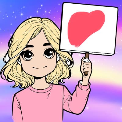 realistic girl holding up a sign