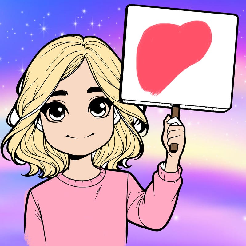 realistic girl holding up a sign