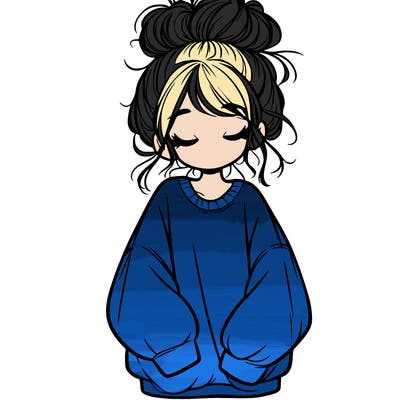 girl with baggy sweatshirt and messy bun