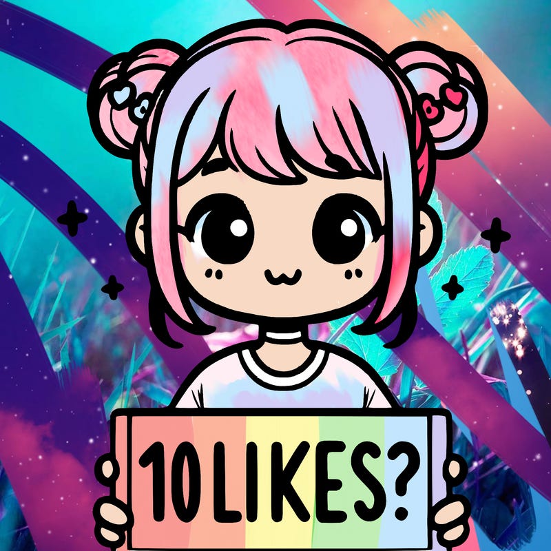 cute girl that is holding a sign that says 10 likes?