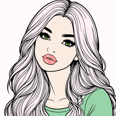 realistic girl with hair on her hair and lips