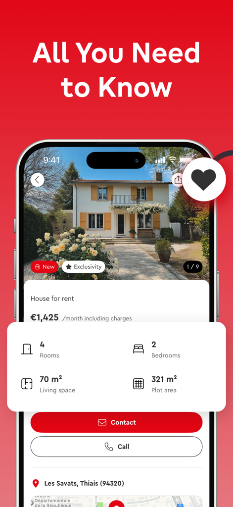SeLoger – Real Estates France - SeLoger app screen showing house rental details in France with price and property specifications.