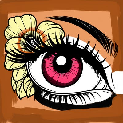 realistic eye with flower