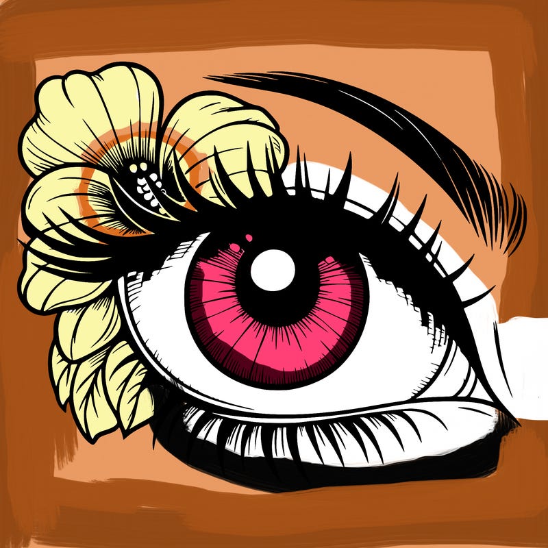 realistic eye with flower